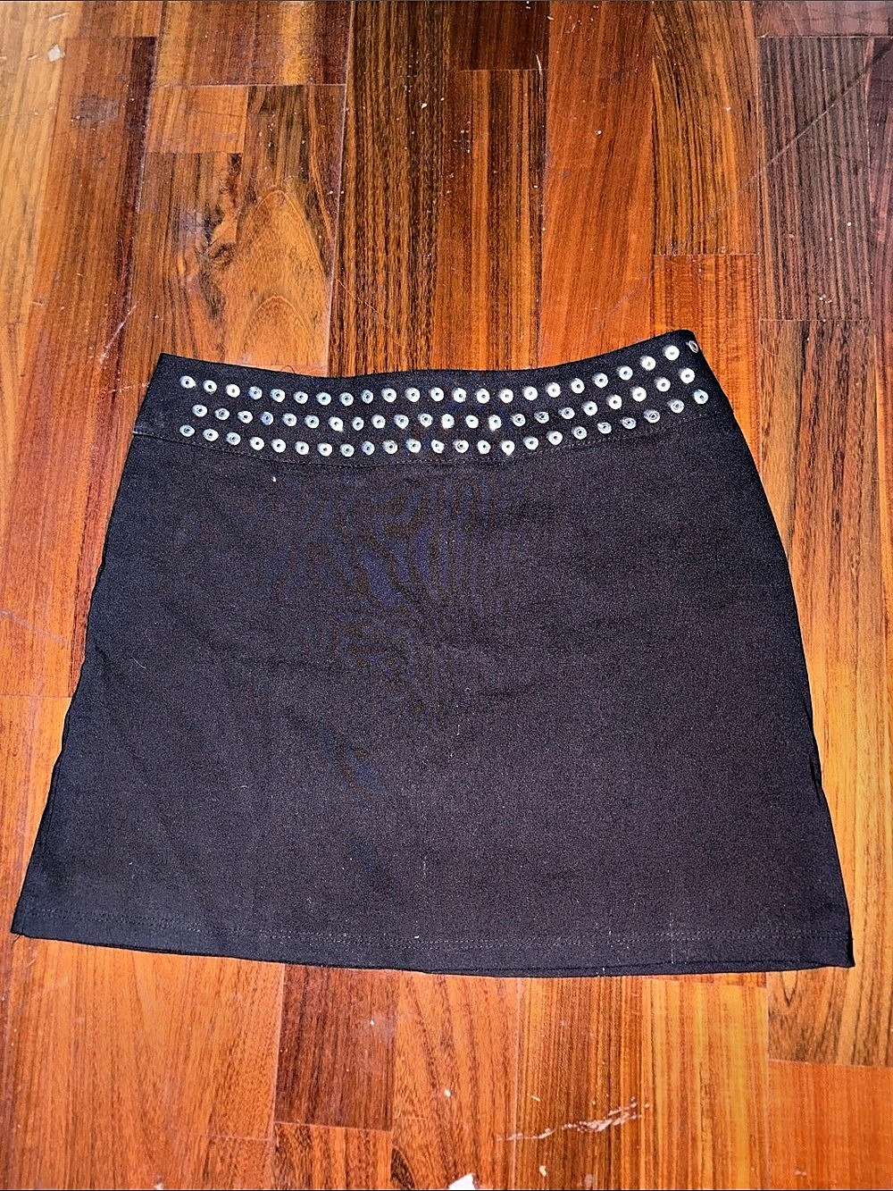 Y2K Intense Black Embellished Mini Skirt